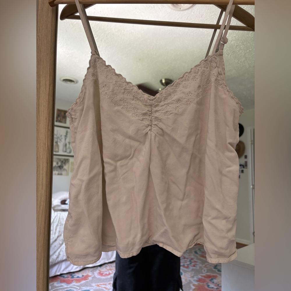 American Eagle Outfitters Cream Ruched Camisole Top